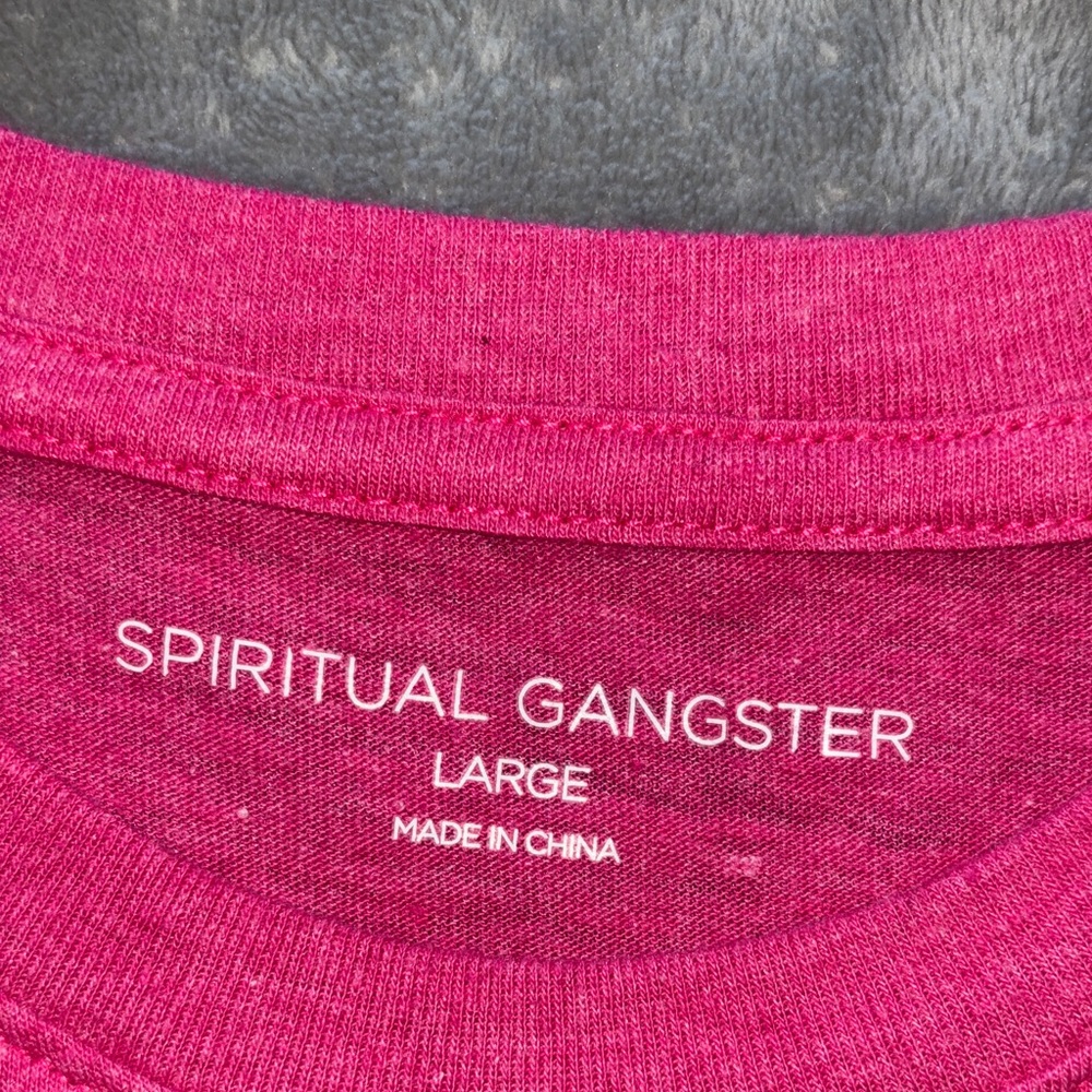 Spiritual Gangster Fuchsia Muscle Tee - No Bad Vibes L - Picture 4 of 6